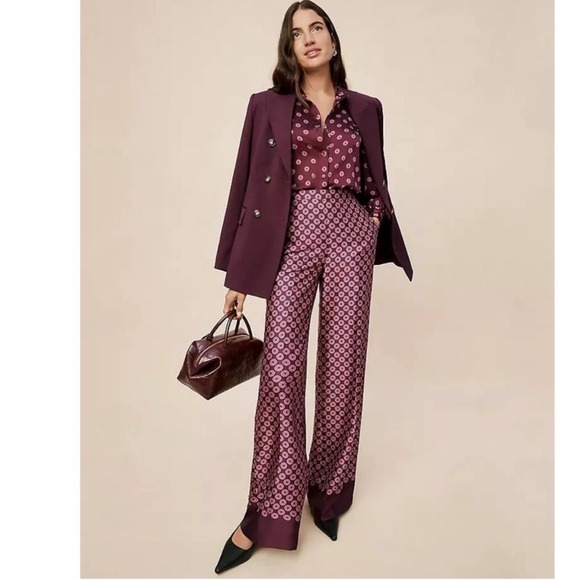 Ann Taylor Pants - Ann Taylor The Easy Wide Leg Pant in Satin Pink Burgundy 0 NWT